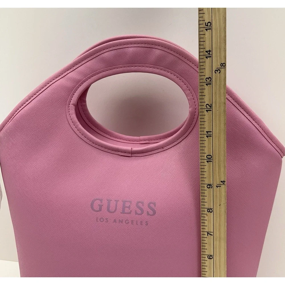 GUESS Insulated Lunch Tote Bag Top Handle Pink PVC Cooler School Travel Office